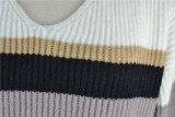 V Neck Striped Multi-Color Pullover Sweater
