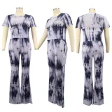 Plus Size Tie Dye Two Piece Matching Pants Set