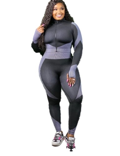 Autumn Contrast Two Piece Tight Jogging Set