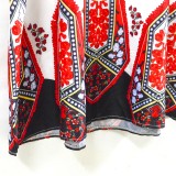 Retro Print Sleeveless Long Boho Dress