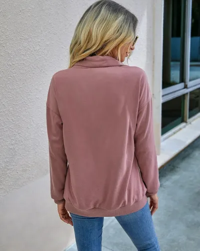 Autumn Plain Pocket Zipper Shirt