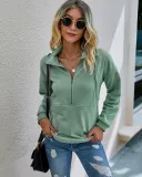 Autumn Plain Pocket Zipper Shirt