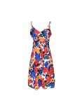Summer Floral Strap High Waist Long Dress with Belt