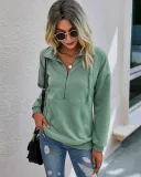 Autumn Plain Pocket Zipper Shirt