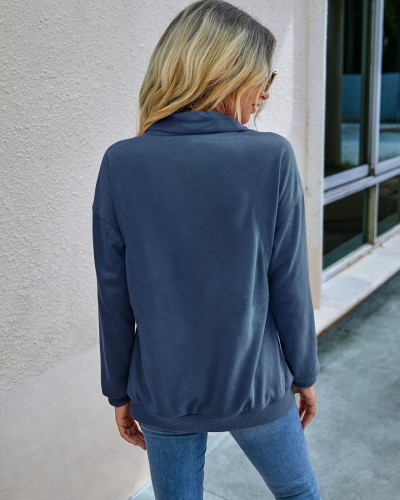 Autumn Plain Pocket Zipper Shirt