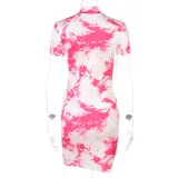 Cut Out Sexy Tie Dye Mini Club Dress