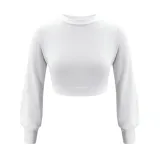 Autumn Knitted Plain Crop Top with Pop Sleeves