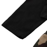 Kids Girl Autumn  Black Top and Camou Mini Skirt Set