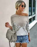 Autumn Contrast Round Neck Leopard Shirt