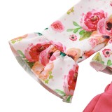 Kids Girl Autumn Floral Top and Plain Mini Skirt Set