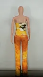 Tie Dye African Strapless Jumpsuit