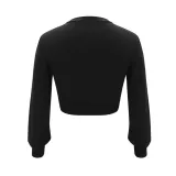 Autumn Knitted Plain Crop Top with Pop Sleeves