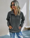 Autumn Plain Pocket Zipper Shirt