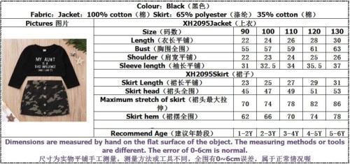 Kids Girl Autumn  Black Top and Camou Mini Skirt Set