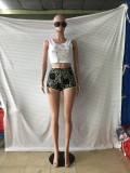 African Print Retro Crop Top and Shorts Set