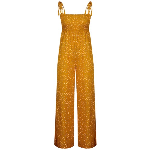 Summer Dot High Waist Strap Wide Legges Jumpsuit