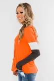 Orange Colorblock Long Sleeve Hoodie