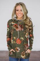 Green Floral Cowl Neck Sweatshirt