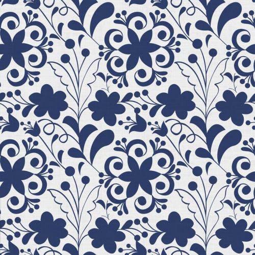 Floral Print Polyester Linen Curtain Drapery AURELIA