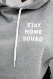 Gray Stay Home Squad Pocketed Cotton Blend Hoodie