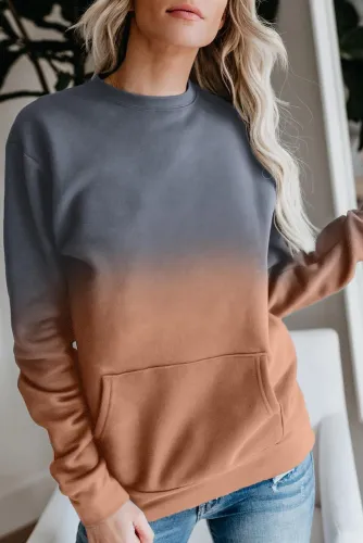 7Orange Ombre Kangroo Pocket Pullover Sweatshirt