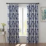 Floral Print Polyester Linen Curtain Drapery AURELIA