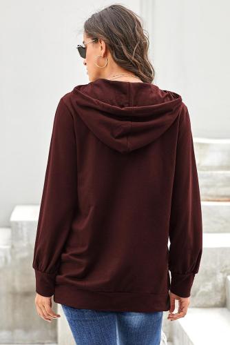 Red Long Sleeve Hoodie with Rope Drawstring