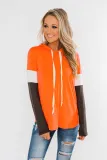 Orange Colorblock Long Sleeve Hoodie