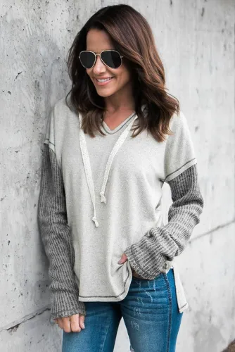 Gray Clear As Day Contrast Knit Top