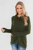 Green Casual Cowl Neck Pullover Sweatshirt