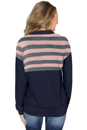 Pink Kangaroo Pocket Zip Collar Sweatshirt