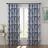 Floral Print Polyester Linen Curtain Drapery AURELIA