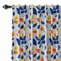 Floral Print Polyester Linen Curtain Drapery NORA
