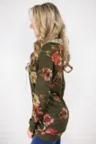 Green Floral Cowl Neck Sweatshirt