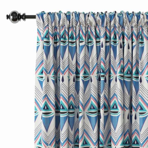 Abstract Print Polyester Linen Curtain Drapery ELIZABETH