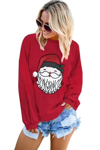 Cute Santa Clause Pattern Pullover Sweatshirt