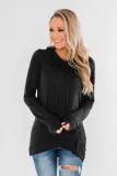 Black Casual Cowl Neck Pullover Sweatshirt
