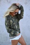 Green Camo Print Pullover Hoodie