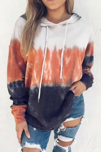 Red Gradient Long Sleeve Pullover Hoodie