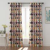 Abstract Print Polyester Linen Curtain Drapery LUCY