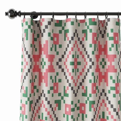 Abstract Print Polyester Linen Curtain Drapery ELENOR