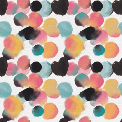 Abstract Print Polyester Linen Curtain Drapery LUCY
