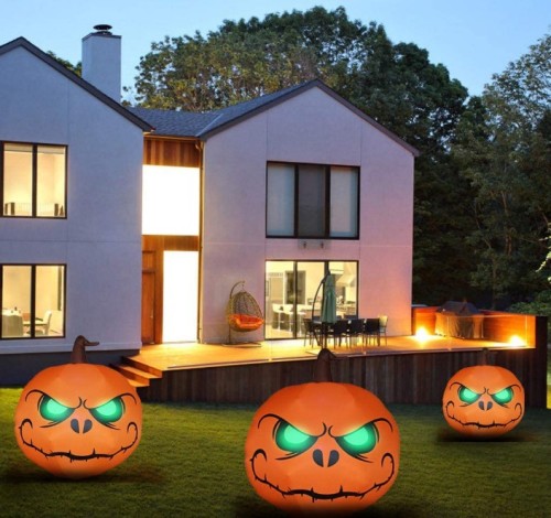 Halloween Creepy Ghost Horror Green-Eye Pumpkin Inflatable Decoration Prop