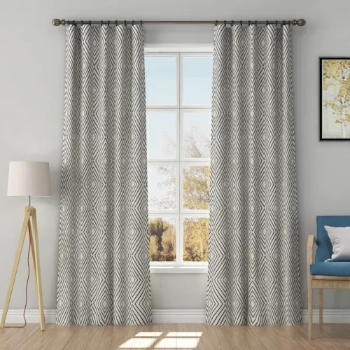 Solid Jacquard Diamond Curtain Drapery POSIE