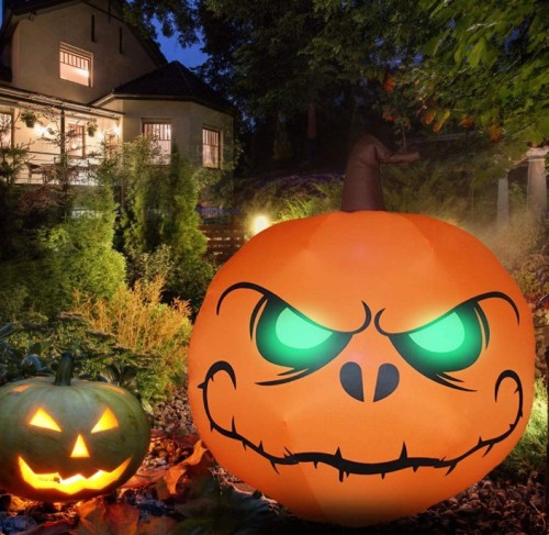 Halloween Creepy Ghost Horror Green-Eye Pumpkin Inflatable Decoration Prop