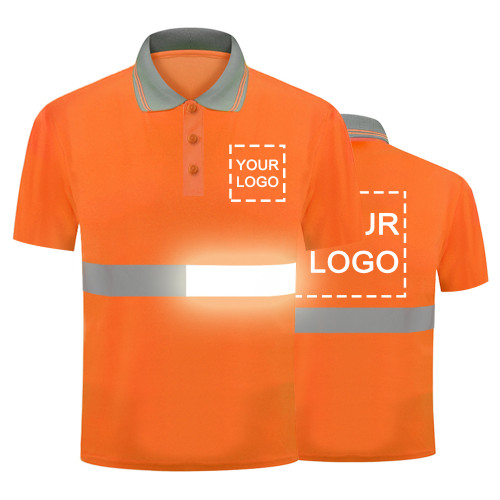 High Visibility Safety Polo Shirt with Reflective Strips Custom Your Logo Hi Vis Short Sleeve Shirte