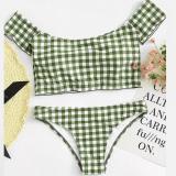 Bikini model nou, culoare uni, din tartan format din două piese