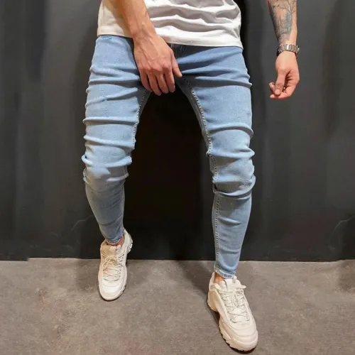 Blugi casual de toamnă pentru bărbați, culoare albastru
