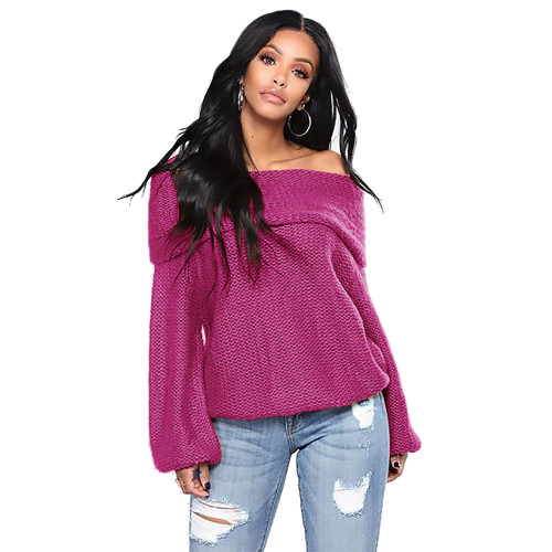 OEM/ODM Women's long sleeve loose knit pullovers ladies winter knitted sweater