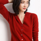 款针织开衫女短款外搭春秋长袖V领修身针织毛衣女外套2020女装新